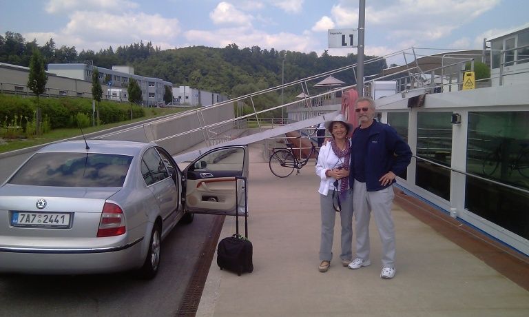 Taxi from the UNIWORLD river cruise to Prague